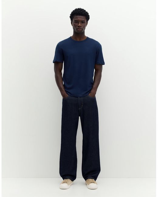 Pull&Bear – schmales basic-t-shirt in Blue für Herren
