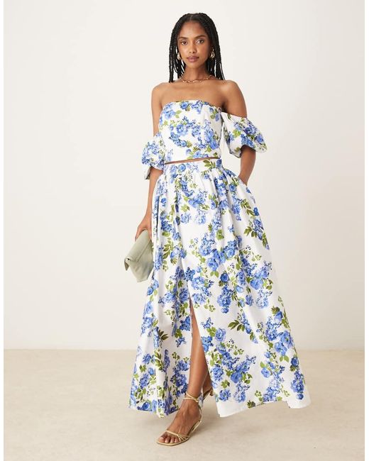 Y.A.S Blue Volume Midi Skirt Co-ord