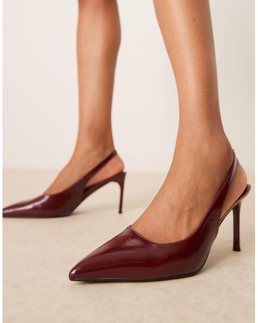 Spicy - chaussures à talon aiguille mi-haut et bride arrière - bordeaux Asos Design Wide Fit en coloris Brown