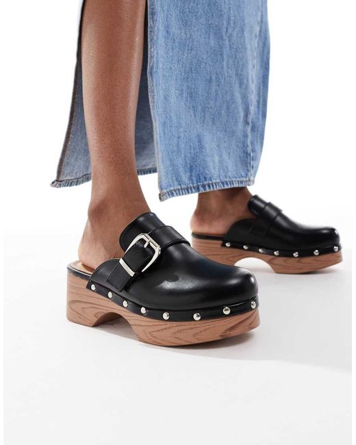 SEQWL Blue Clog Mules With Buckle