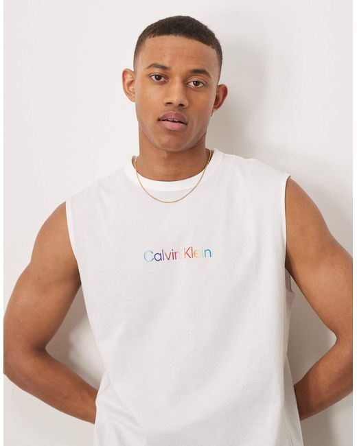 Calvin Klein – pride – muskelshirt in White für Herren