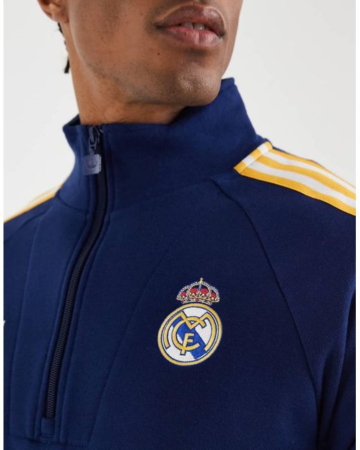 Adidas Originals Blue Real Madrid Originals Half Zip Top for men