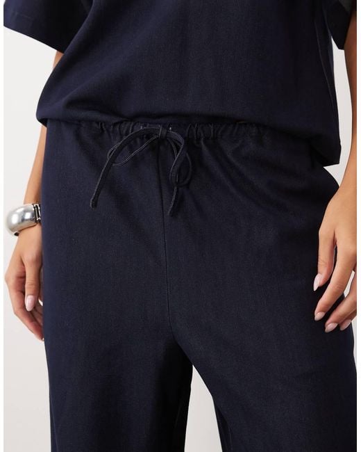 Pretty Lavish Blue Drawstring Wide Leg Trouser Co-Ord
