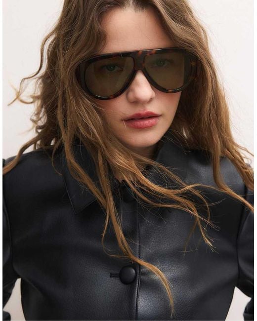 Stradivarius Blue Crop Leather Effect Blazer