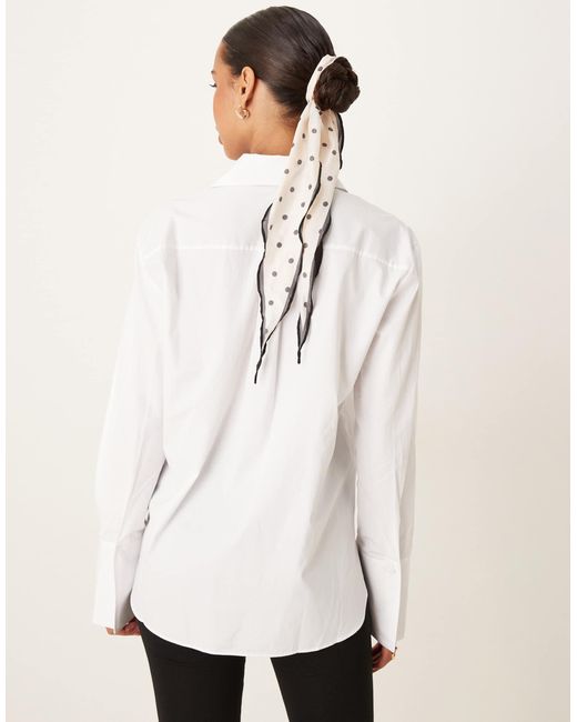 Mango Natural Long Sleeve Curved Hem Shirt