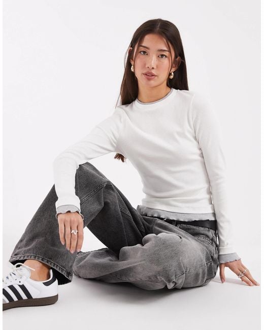 ASOS White Double Contrast Layer Top