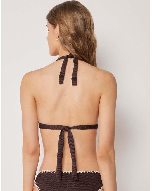 Calzedonia Black Triangle Bikini Top Bicolor Embroidery