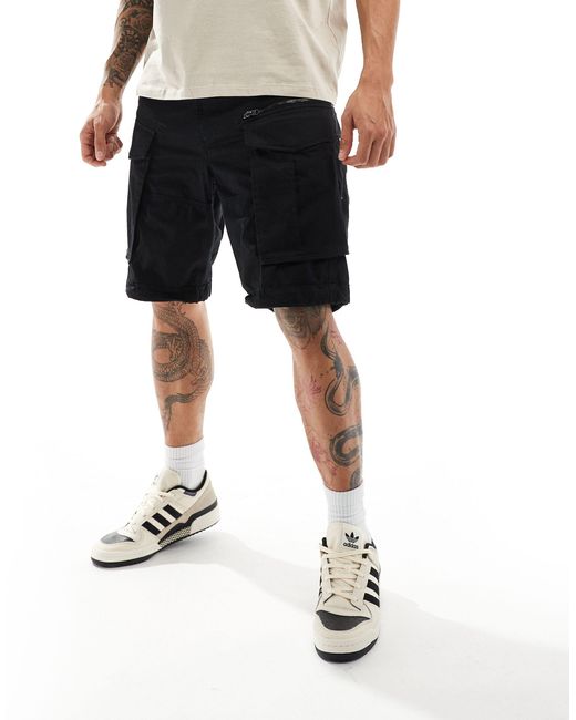 G-Star RAW Black Rovic Relaxed Cargo Shorts for men