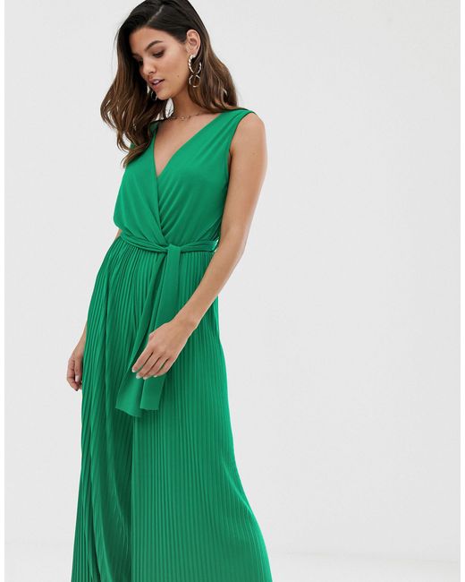 green plisse jumpsuit