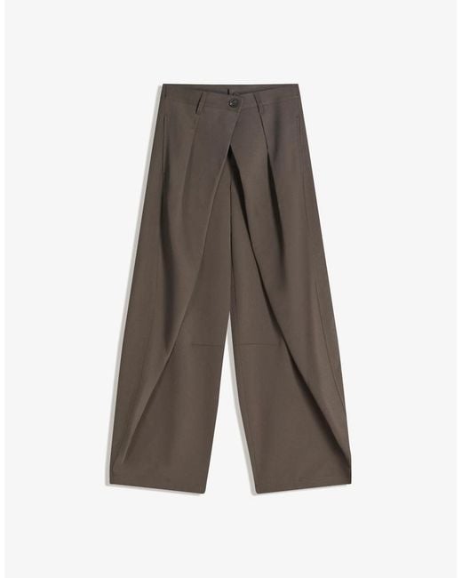 Bershka Brown Tall Barrel Trousers With Pleats