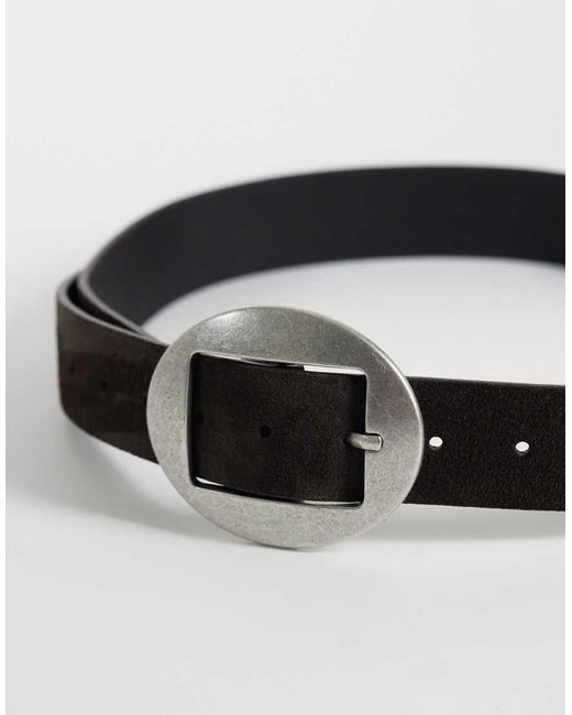 ASOS Black Asos Desgn Suede Belt With Rounded Buckle
