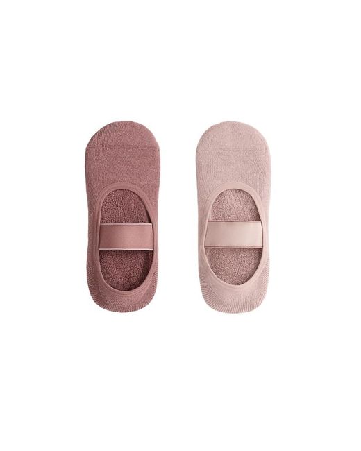 Oysho Pink 2 Pairs Of Padded Cotton Blend Invisible Yoga And Pilates Socks With Wide Strap