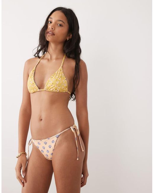 Billabong Brown Shell Print Triangle Bikini Top