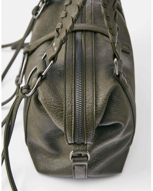 Pull&Bear Green Schultertasche mit ring-detail
