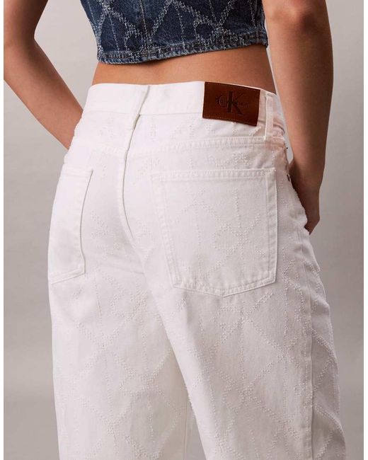 Calvin Klein Multicolor Laser Cut Repeat Logo Low Rise baggy Jeans