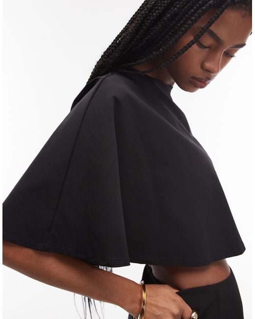 ASOS Black Clean Cape Layer Crop Top
