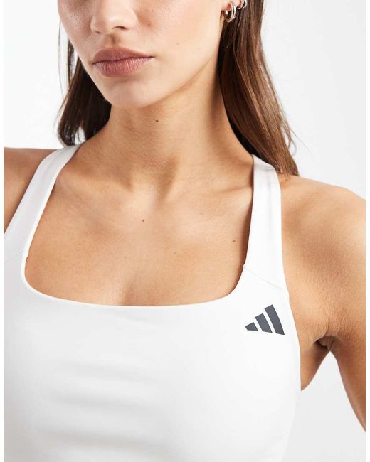 Adidas Originals White Adidas Training Optime Mid Support Sports Bra