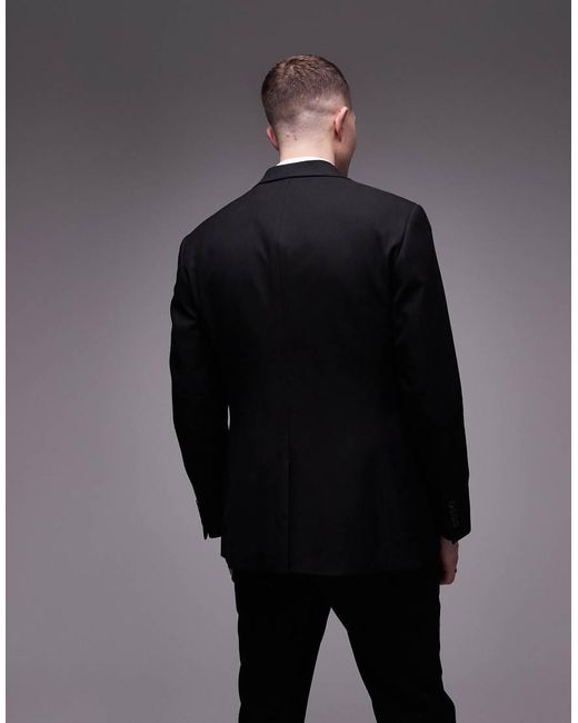 Pantaloni Da Abito Slim Elasticizzati Testurizzati Neri di Topman in Black da Uomo
