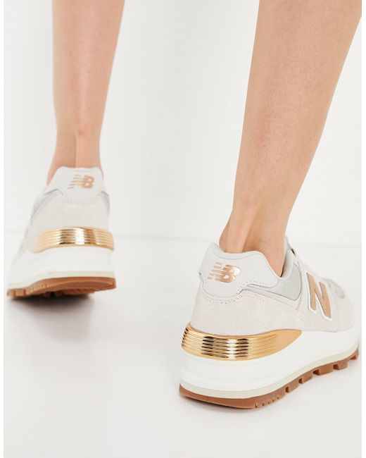 New Balance 574 Wedge Trainers in White | Lyst UK