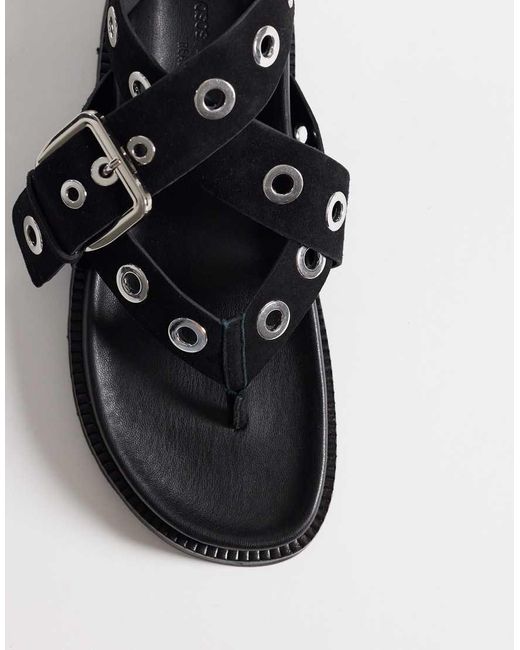 ASOS Black Francoise Eyelet Flatform Sandal