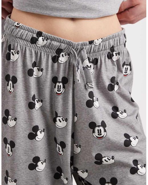 ASOS Gray Disney Pyjama Set With Mickey Mouse Embroidery