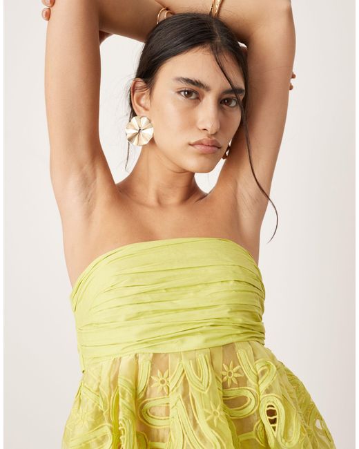 ASOS Green Floral Cornelli Tie Back Bandeau Top Co-ord