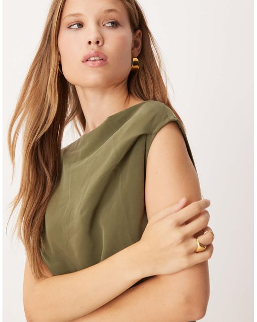 ASOS Green Asymmetric Cowl Front Midi Dress