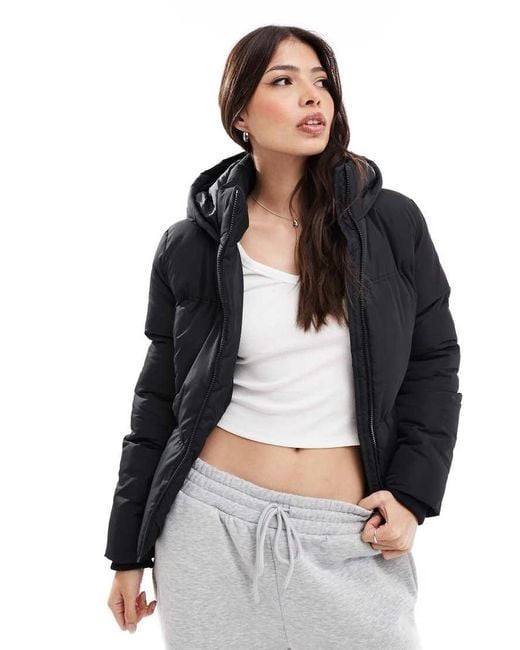 French Connection Black Hooded Puffer Jacket