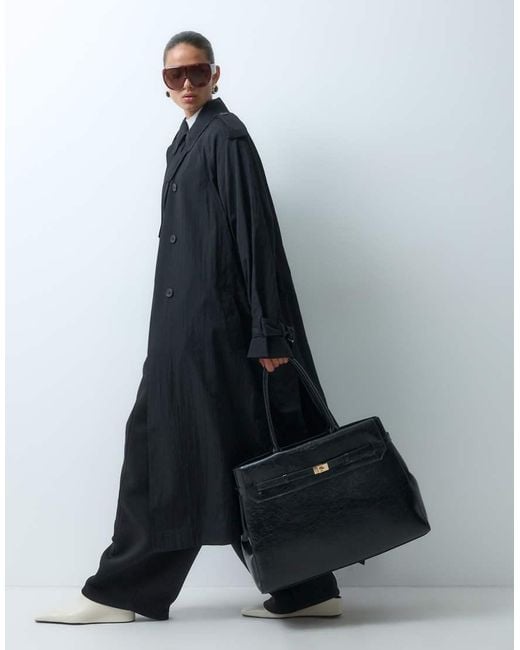 ASOS Blue Longline Oversized Trench Coat