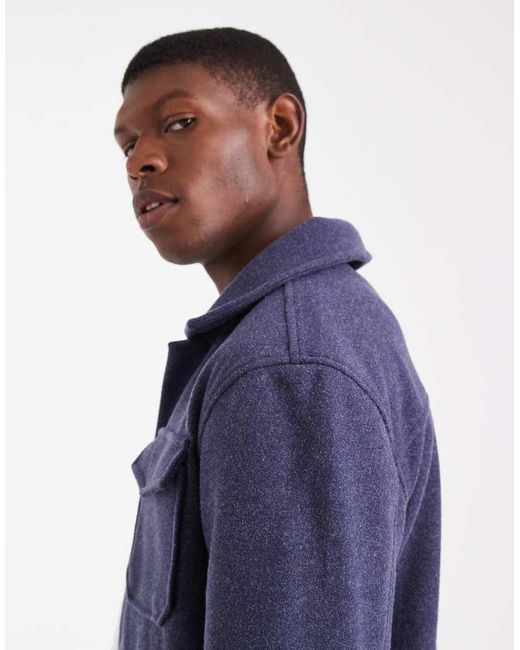 Brave Soul Blue Button Up Shacket for men