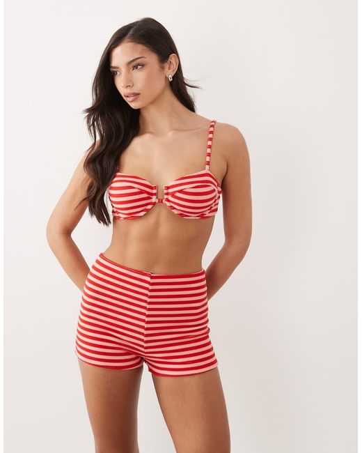 Aria Cove Red Towelling Mini Shorts Co-ord