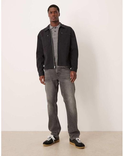 Abercrombie & Fitch Black Oversized Zip Up Shacket for men