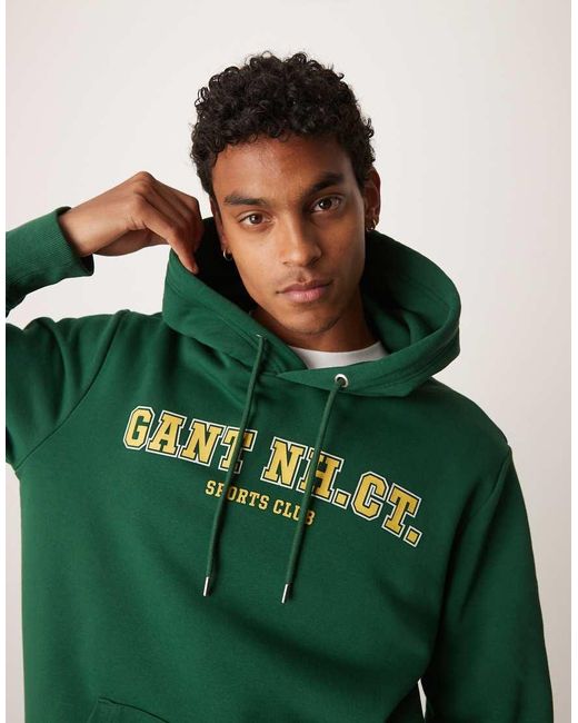 Sudadera Verde Con Capucha Y Logo Universitario De Gant de hombre de color Green