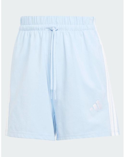 Adidas Originals White Essentials 3-Stripes Cotton Shorts