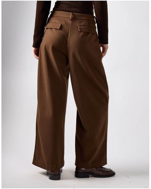 NARRATED Brown High Waist Wide Leg Trousers