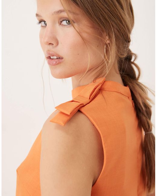 Sister Jane Orange Bow Detail Top