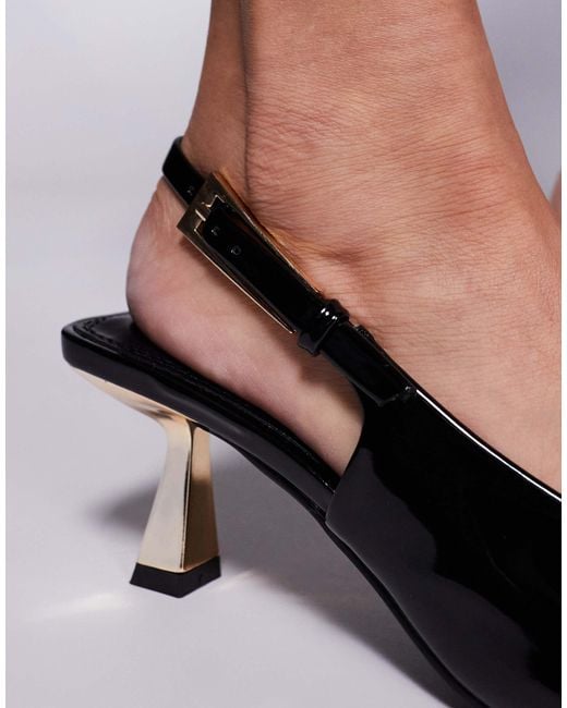 SIMMI Black Simmi London June Pointed Slingback Kitten Heels