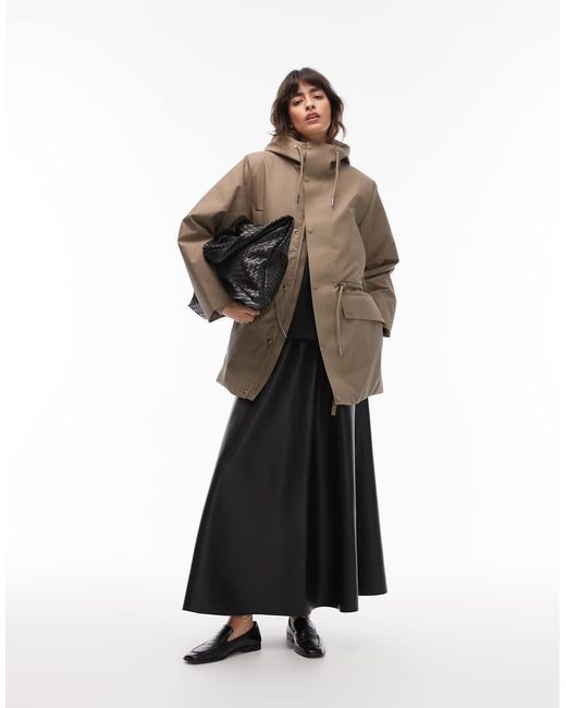 Rains Brown 21500 Nome Waterproof Parka Jacket With Drawstring Detail