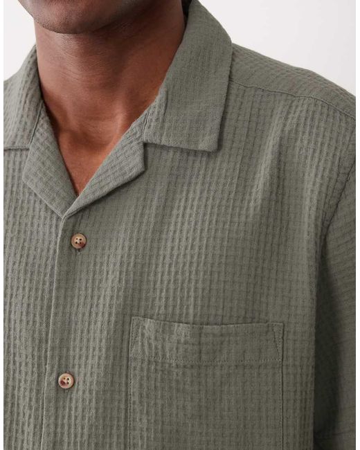 ASOS Gray Regular Fit Waffle Textured Shirt for men