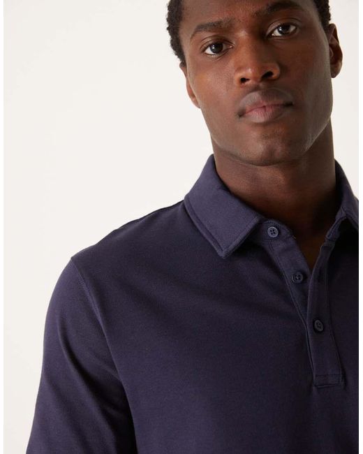 ASOS Blue Premium Heavyweight Polo Shirt 300Gsm for men