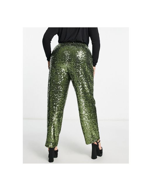 ASOS Green Asos Design Curve Sequin Slouchy Pants