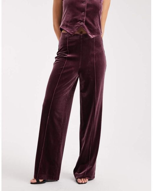 Vero Moda Purple Seam Front Tailored Velvet Trouser Co-Ord