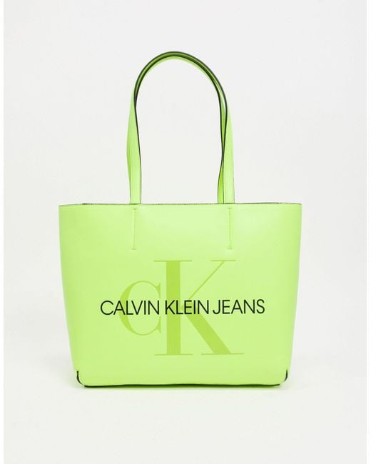 Calvin Klein Yellow Jeans Tote Bag With Large Logo
