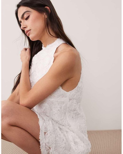 Vila Pink Floral Jacquard Halter Neck Mini Dress