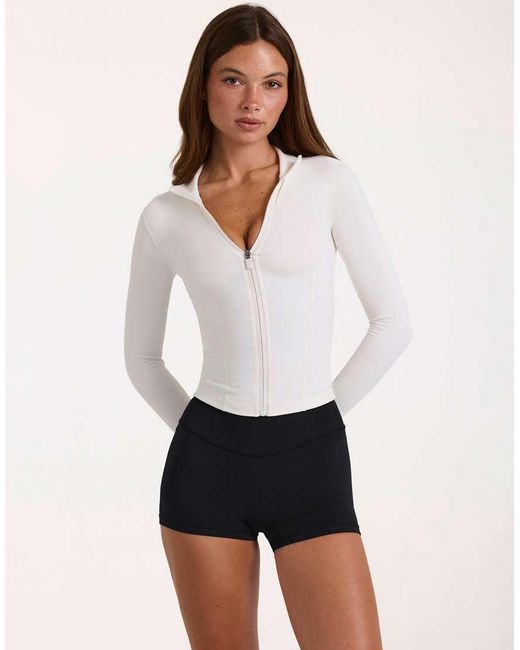 BO+TEE Natural Bo+tee Soft Active Zip Up Seamless Fitted Jacket