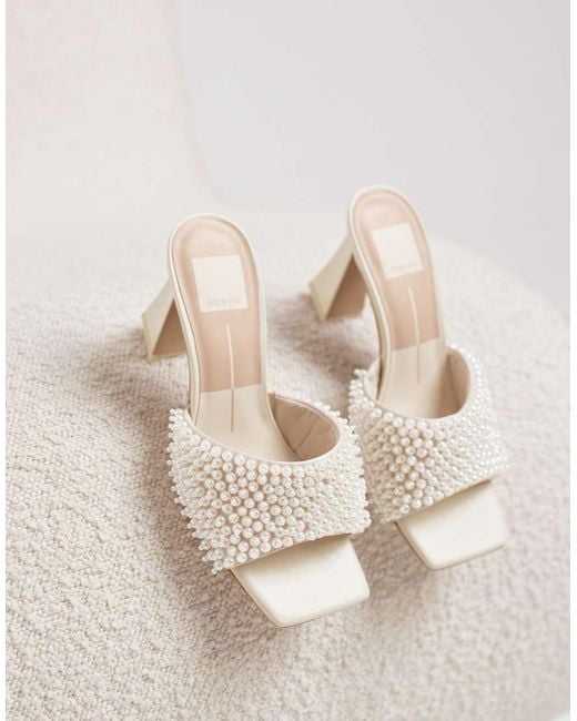 Dolce Vita Natural Nandy Pearl Bridal Mule Heeled Sandals