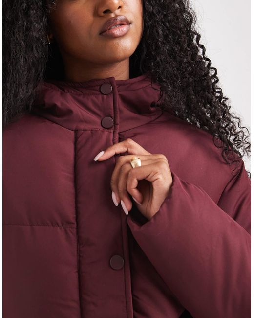 Threadbare Red – maxi-puffermantel
