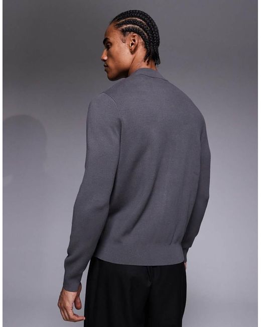 Mango Gray Performance Comfort Stretch Zip Through Knitted Sweater for men