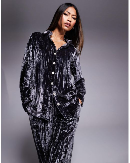 River Island Blue – hemdbluse aus samt