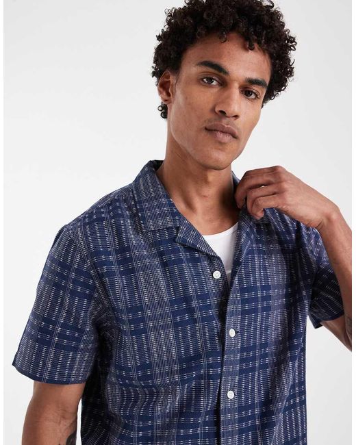 Levi's Blue Dobby Plaid Shirt for men